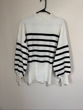 Striped Black and White Crewneck Sweater